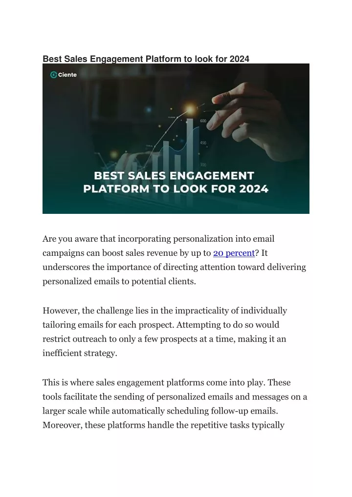 best sales engagement platform to look for 2024