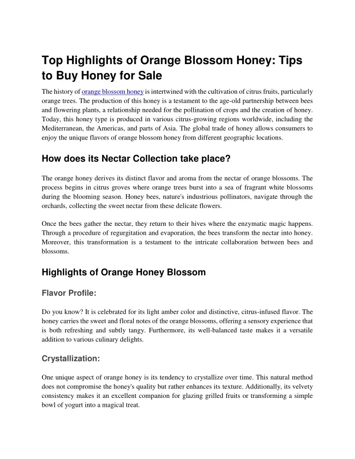 top highlights of orange blossom honey tips