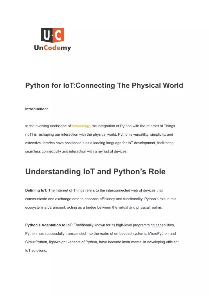 python for iot connecting the physical world