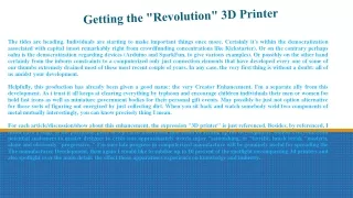 Getting the Revolution 3D Printer