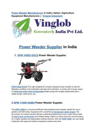 Power Weeder Manufacturers in India | Get Latest Price | Italian | Agriculture E