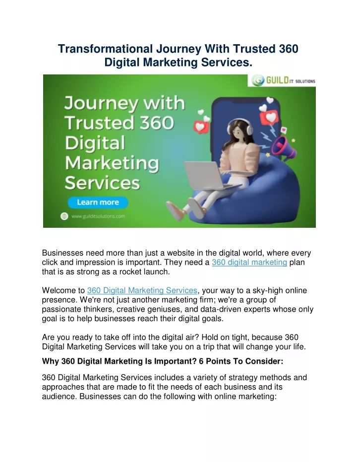 transformational journey with trusted 360 digital