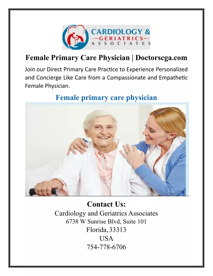 female primary care physician doctorscga com