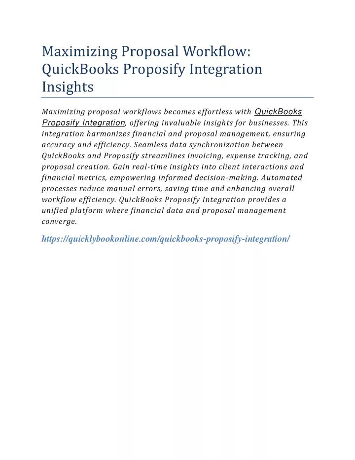 maximizing proposal workflow quickbooks proposify