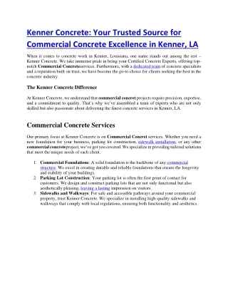 Kenner Concrete Your Trusted Source for Commercial Concrete Excellence in Kenner, LA