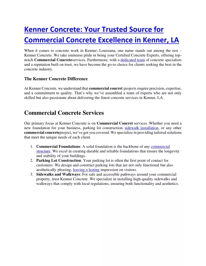 kenner concrete your trusted source