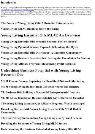 The Power of Young Living Oils: A Boon for Entrepreneurs