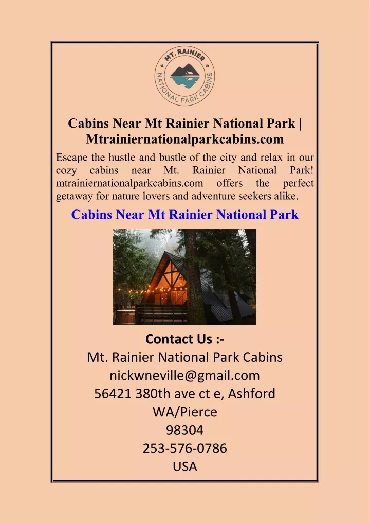 cabins near mt rainier national park