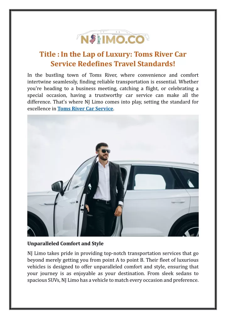 title in the lap of luxury toms river car service