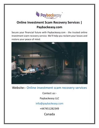 online investment scam recovery services