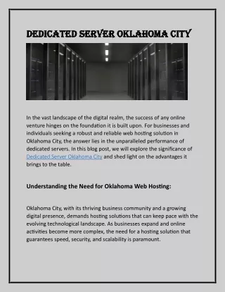 Dedicated Server Oklahoma City