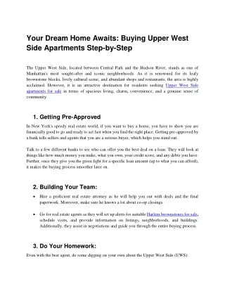 Your Dream Home Awaits_ Buying Upper West Side Apartments Step-by-Step