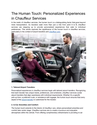 The Human Touch_ Personalized Experiences in Chauffeur Services