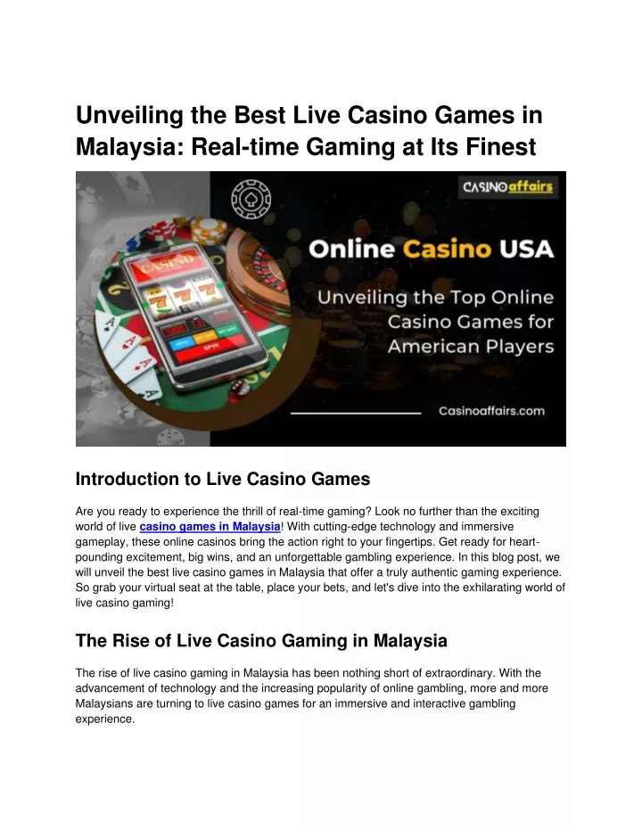 unveiling the best live casino games in malaysia