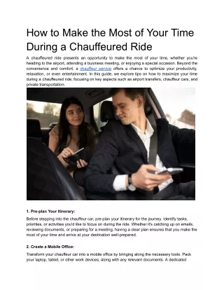 How to Make the Most of Your Time During a Chauffeured Ride