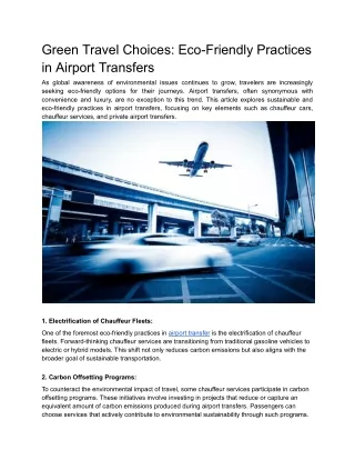 Green Travel Choices_ Eco-Friendly Practices in Airport Transfers