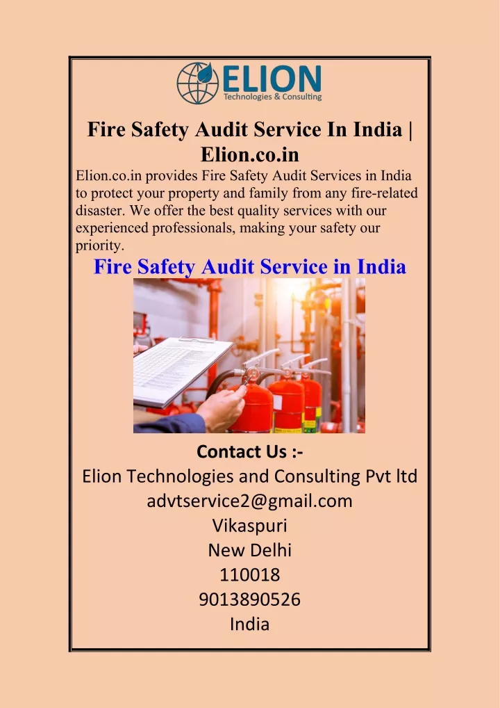 fire safety audit service in india elion