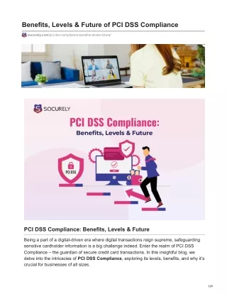 PCI DSS Compliance Benefits, Levels & Future