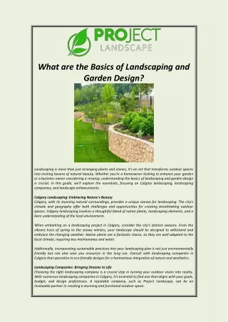 What are the Basics of Landscaping and Garden Design