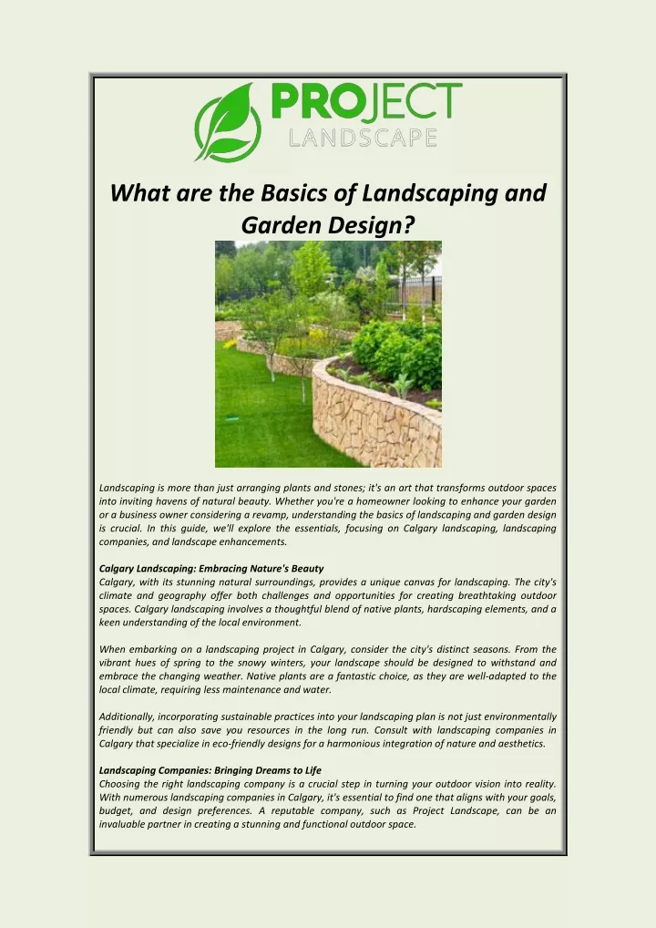 what are the basics of landscaping and garden