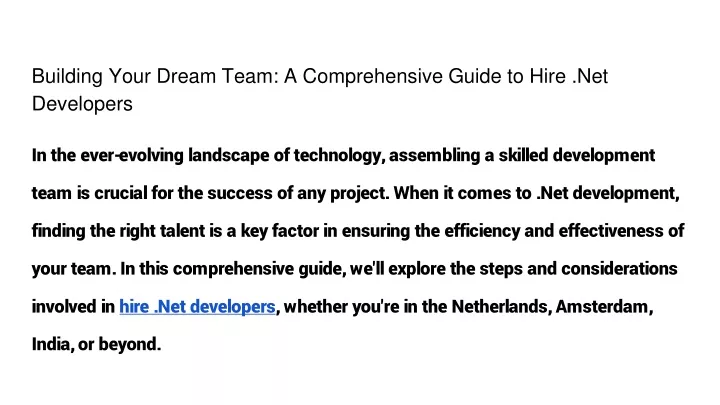 building your dream team a comprehensive guide to hire net developers