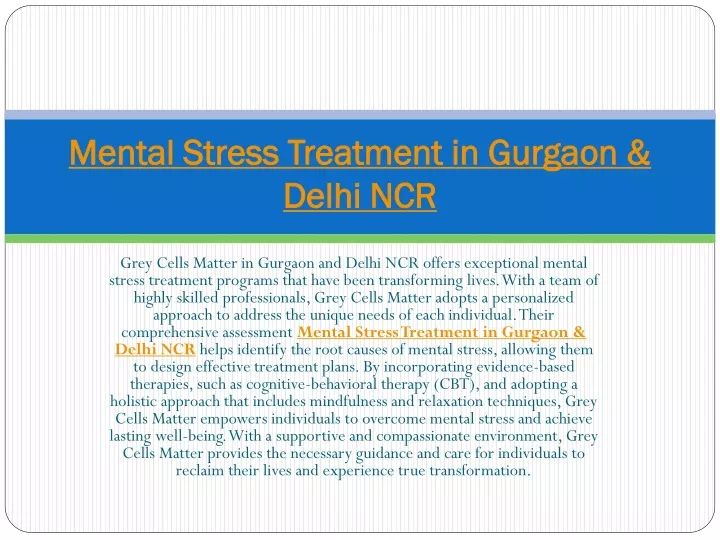 mental stress treatment in gurgaon delhi ncr