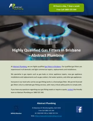 Highly Qualified Gas Fitters in Brisbane - Abstract Plumbing