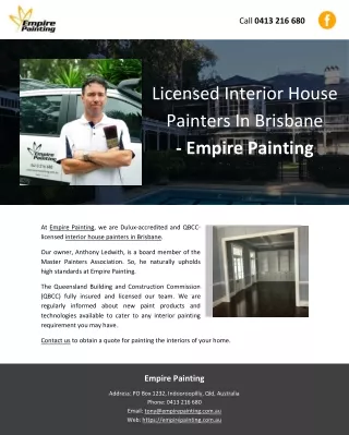 Licensed Interior House Painters In Brisbane - Empire Painting