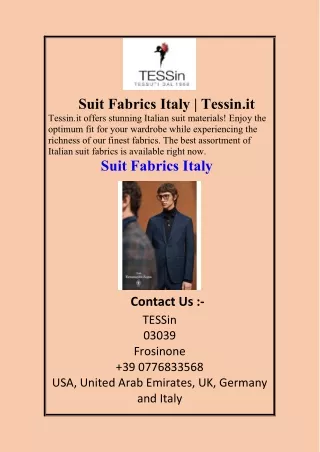 Suit Fabrics Italy  Tessin.it