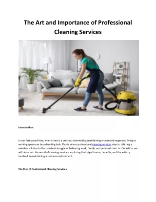 The Art and Importance of Professional Cleaning Services