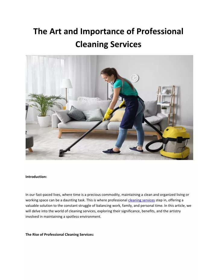 the art and importance of professional cleaning