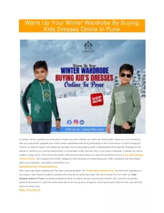 Warm Up Your Winter Wardrobe By Buying Kids Dresses Online In Pune
