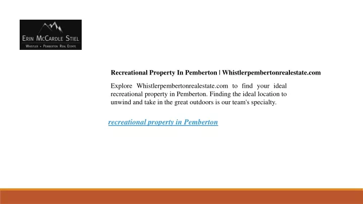 recreational property in pemberton