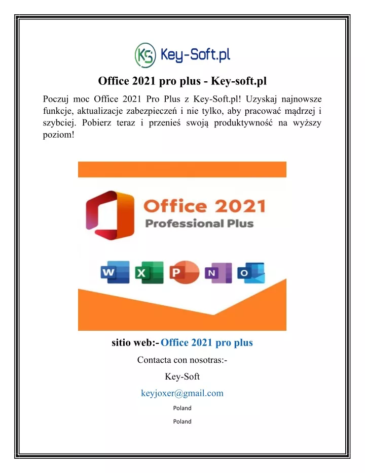 office 2021 pro plus key soft pl