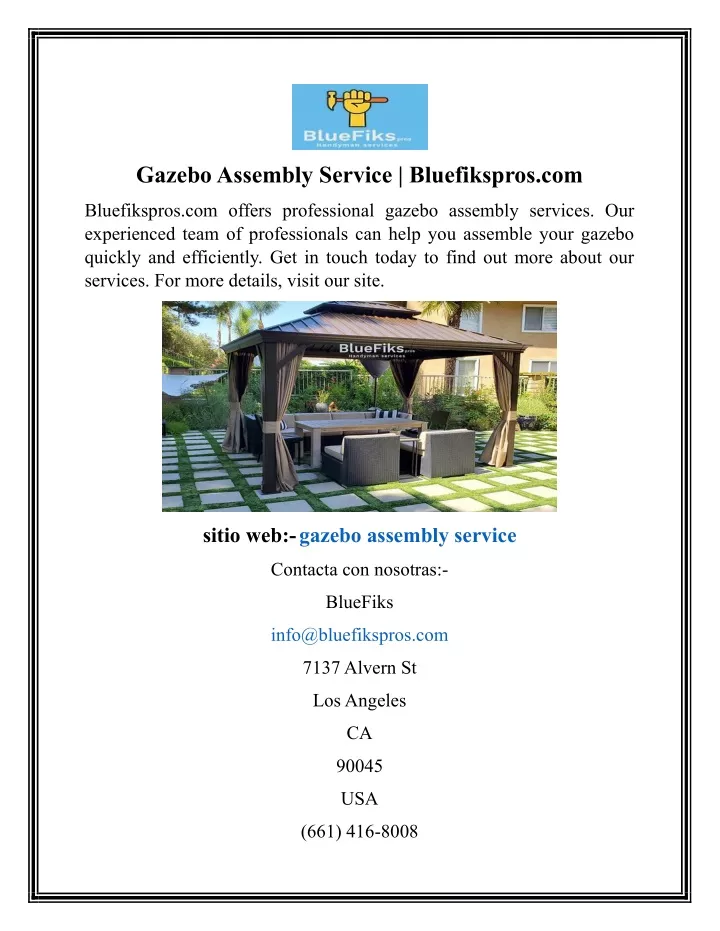 gazebo assembly service bluefikspros com