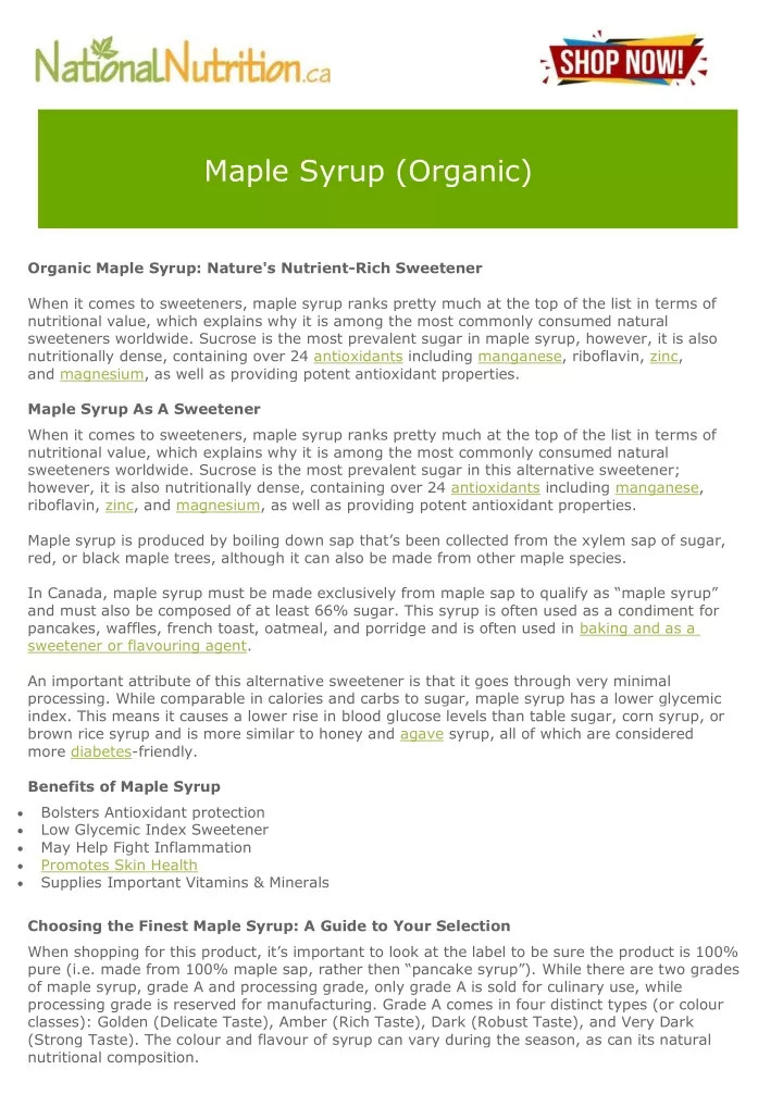 maple syrup organic