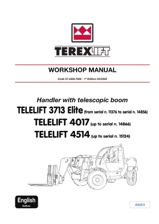Terex Telelift 3713 Elite Telescopic handler Service Repair Manual