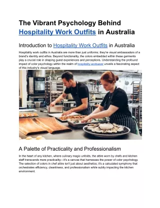 The Vibrant Psychology Behind Hospitality Work Outfits in Australia