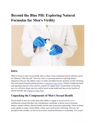 Exploring Natural Formulas for Men's Virility