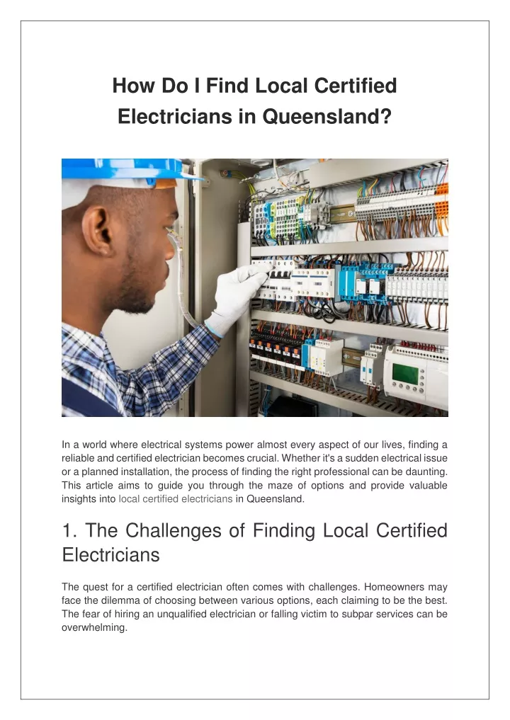 how do i find local certified electricians