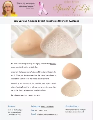 Buy Various Amoena Breast Prosthesis Online In Australia