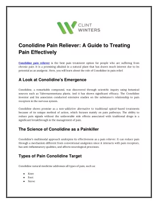 Conolidine Pain Reliever: A Guide to Treating Pain Effectively