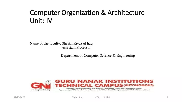 computer organization architecture unit iv name