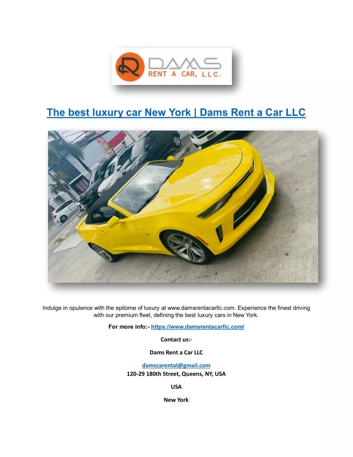 the best luxury car new york dams rent a car llc