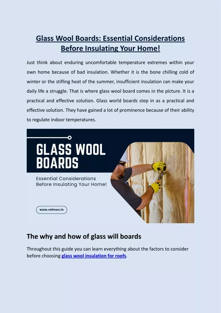 glass wool boards essential considerations before
