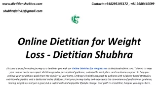 Online Dietitian for Weight Loss - Dietitian Shubhra