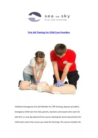First Aid Training For Child Care Providers