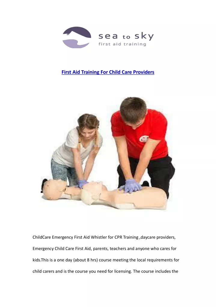 first aid training for child care providers