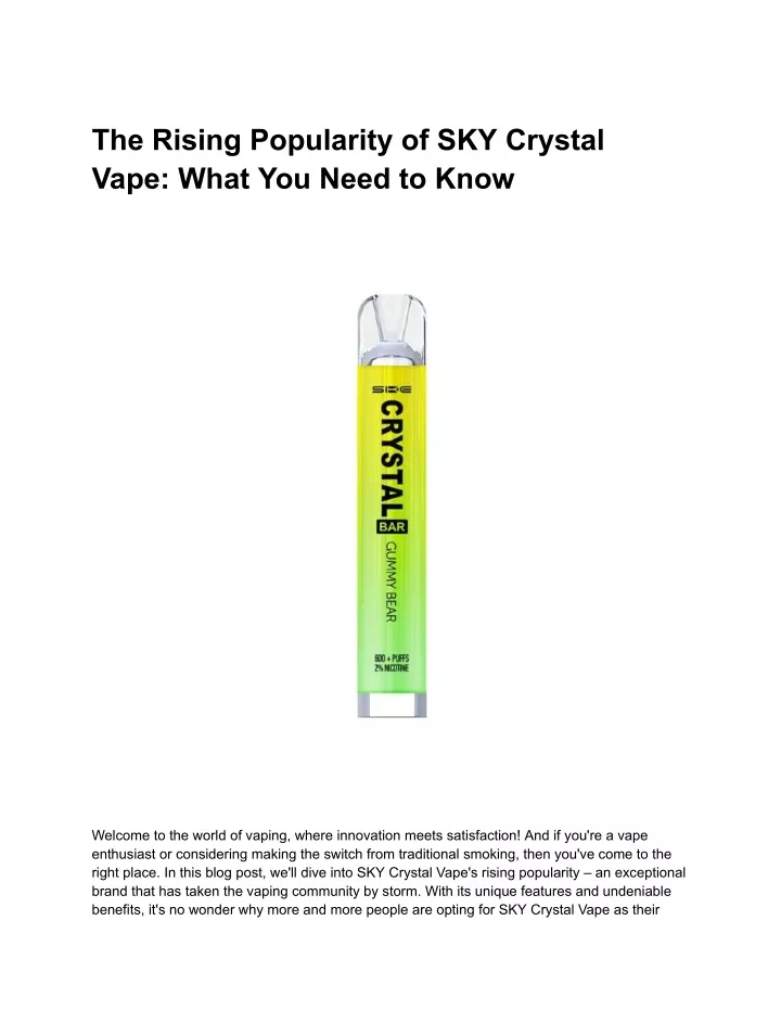 the rising popularity of sky crystal vape what