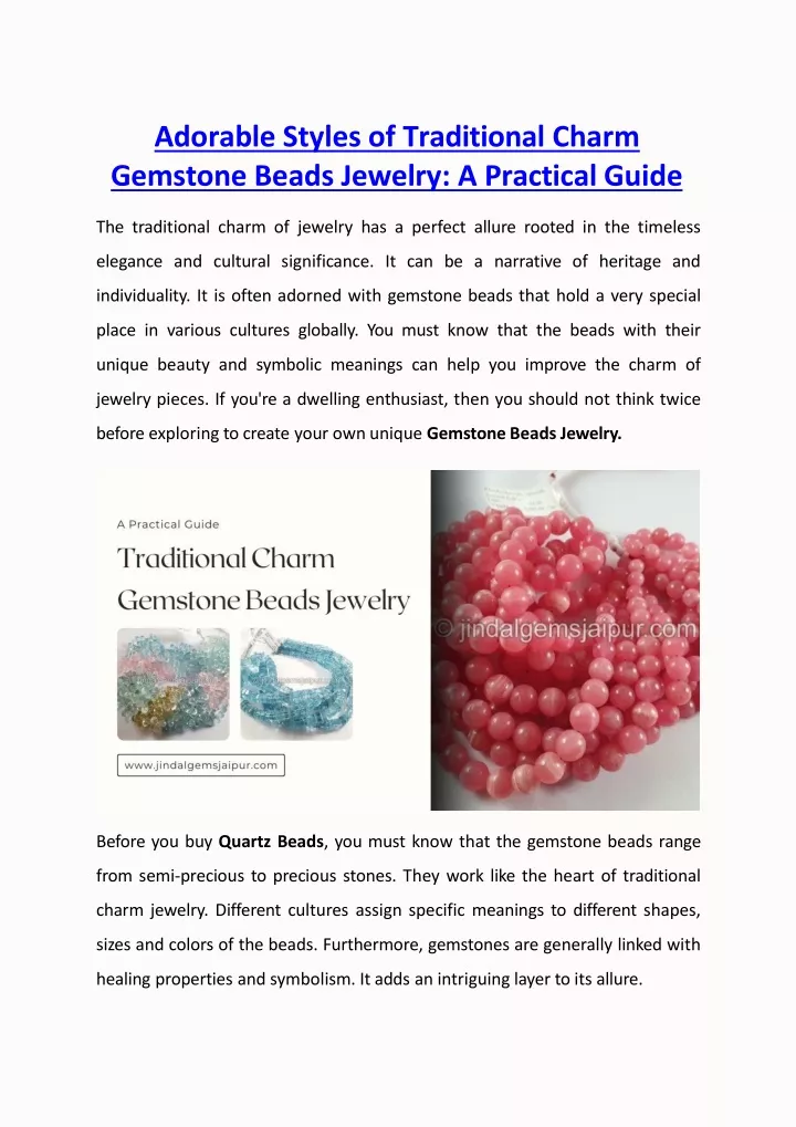 adorable styles of traditional charm gemstone beads jewelry a practical guide